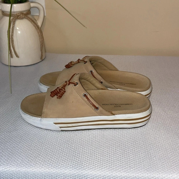 G H Bass & Co womens sandals 8 Roxanna tan leather flat slide slip on casual - Picture 4 of 9